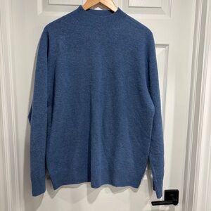 100% Wool Blue Men's Half Collar Long Sleeve Knitted Sweater